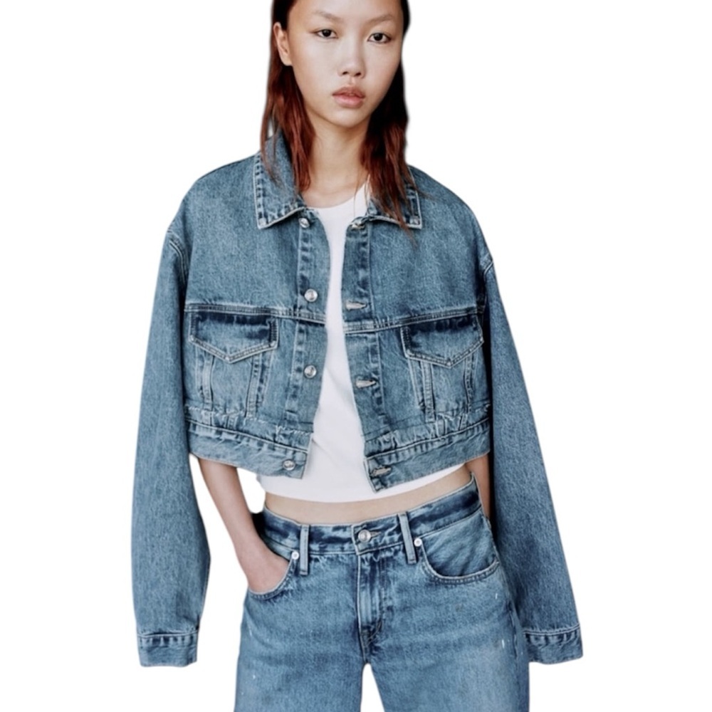 SLVRLAKE Rework Classic Denim Trucker Jacket With Hybrid Construction NWOT